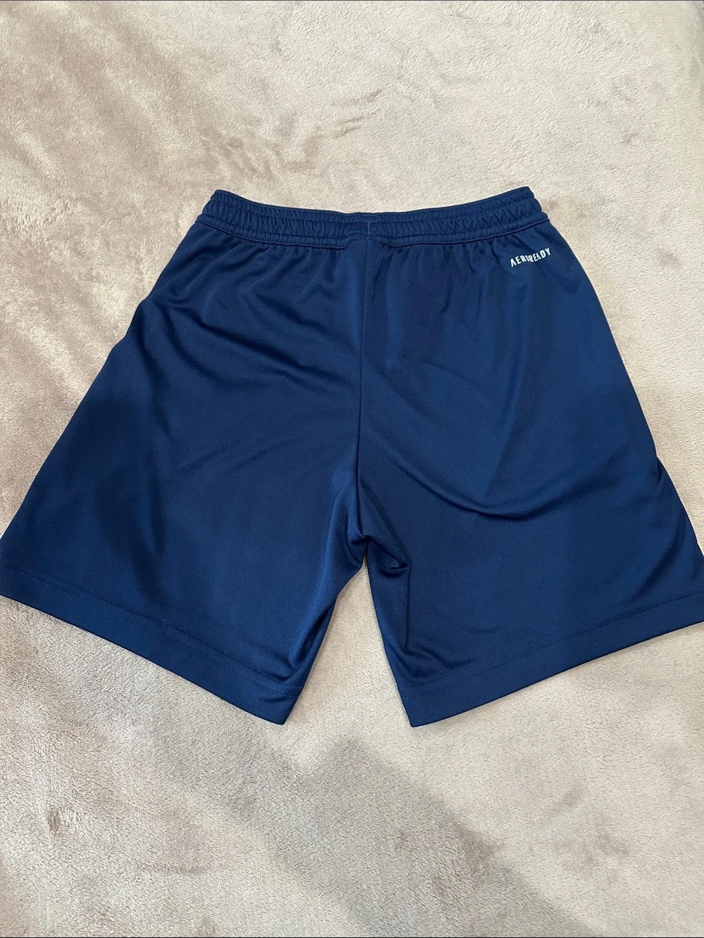 adidas Navy Performance Athletic Shorts with Logo- youth small